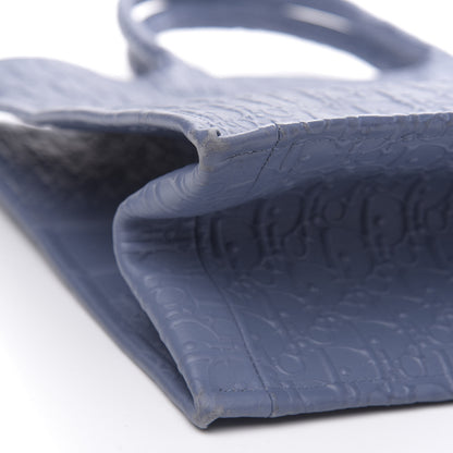 Christian Dior Oblique Calfskin Embossed Book Tote Denim Blue 8 of 11