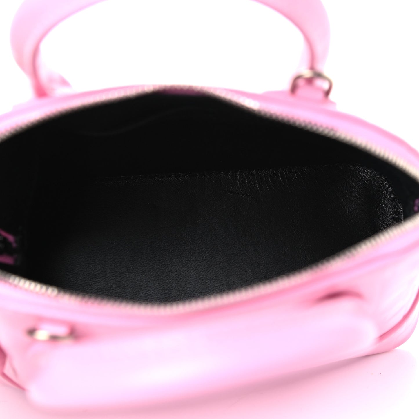 Semi Shiny Calfskin Rivet Crocodile Embossed XXS Ville Top Handle Bag Pink
