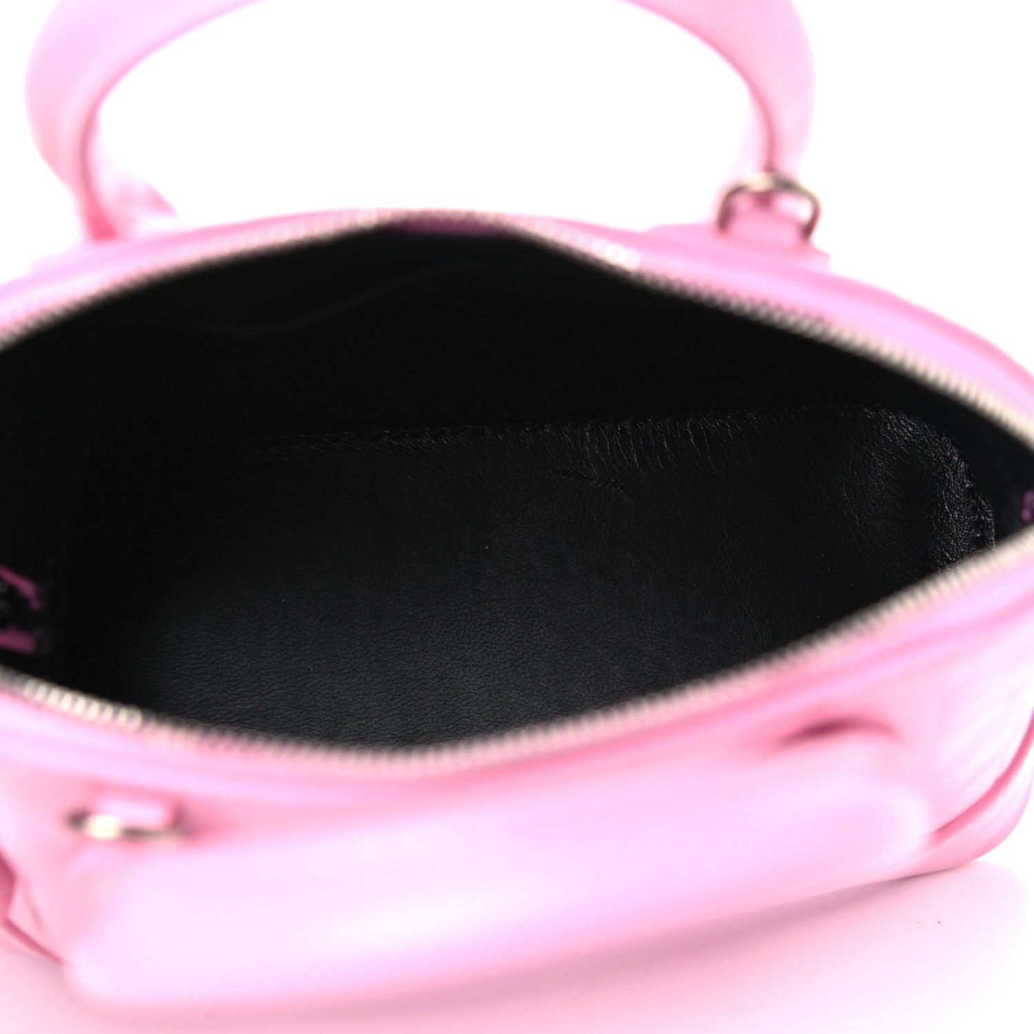 Balenciaga Semi Shiny Calfskin Rivet Crocodile Embossed XXS Ville Top Handle Bag Pink 5 of 5