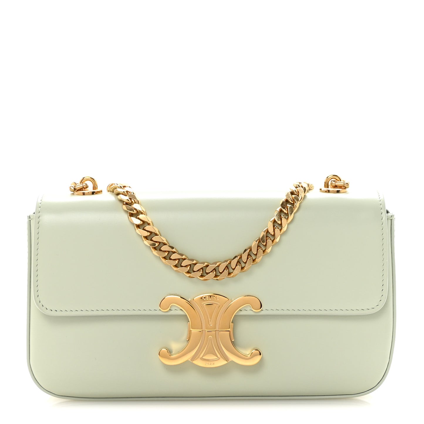 Shiny Calfskin Triomphe Chain Shoulder Bag Jade