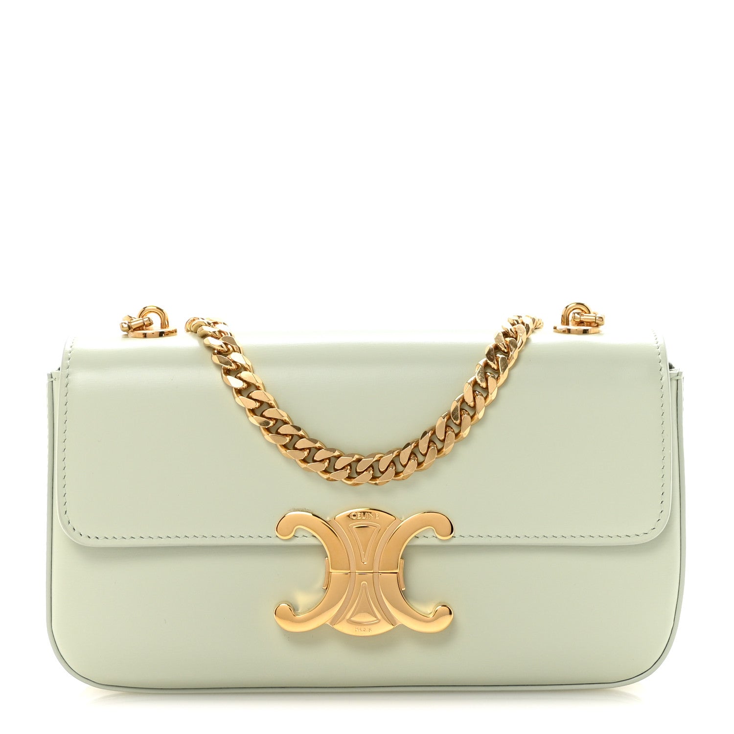 Celine Shiny Calfskin Triomphe Chain Shoulder Bag Jade 1 of 10