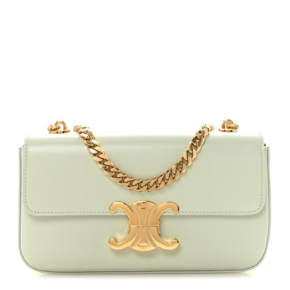 Celine Shiny Calfskin Triomphe Chain Shoulder Bag Jade 1 of 10