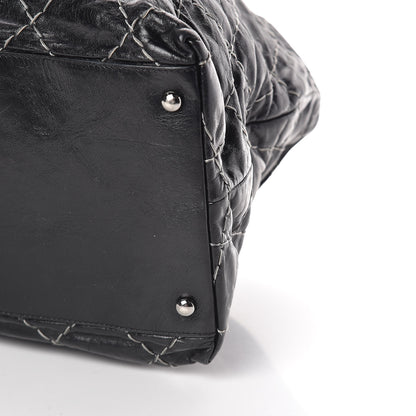 Chanel Glazed Goatskin Double Contrast Stitch Tote Black 11 of 18