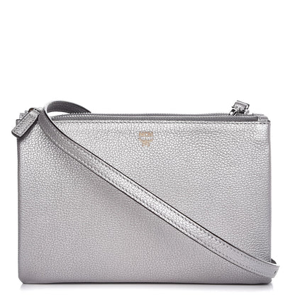 MCM Grained Calfskin Milla Double Crossbody Bag Spike Silver 1 of 13