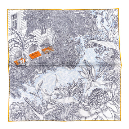 Hermes Silk Faubourg Tropical Scarf 45 Anthracite Ciel 1 of 4