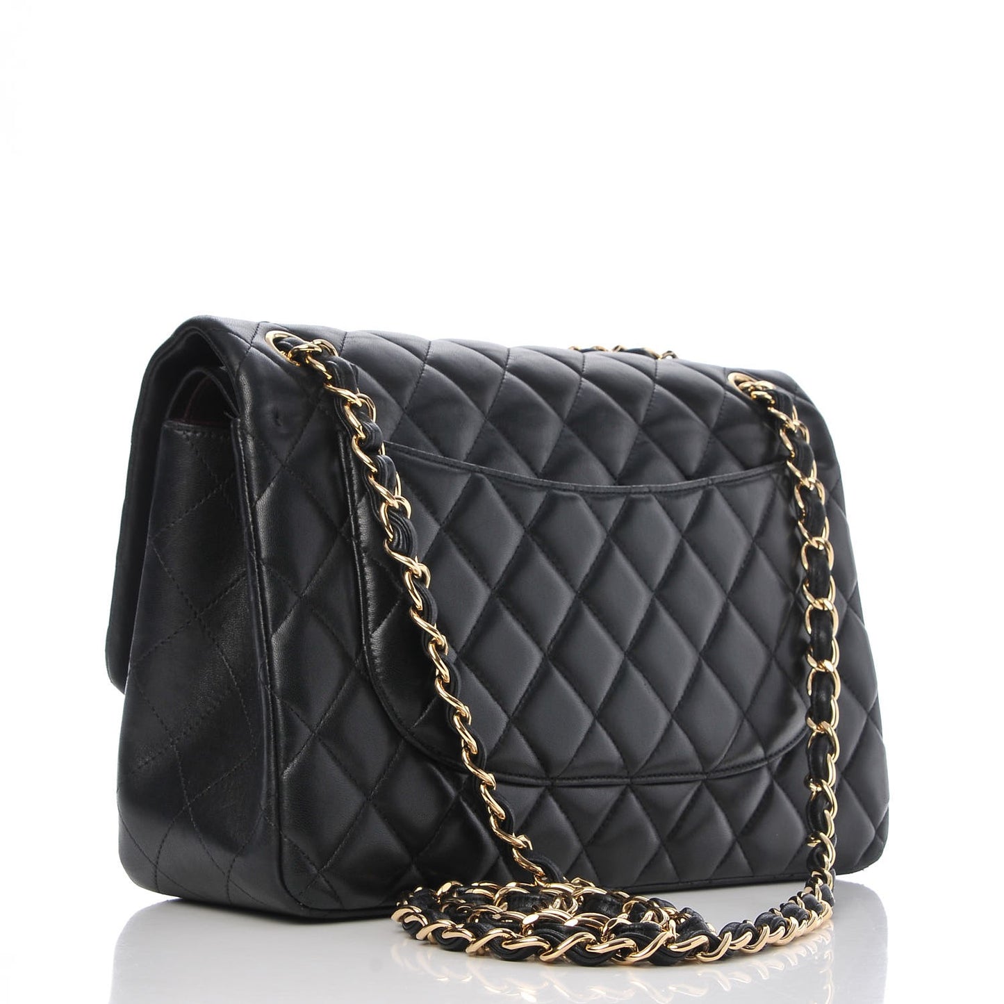 Lambskin Quilted Jumbo Double Flap Black