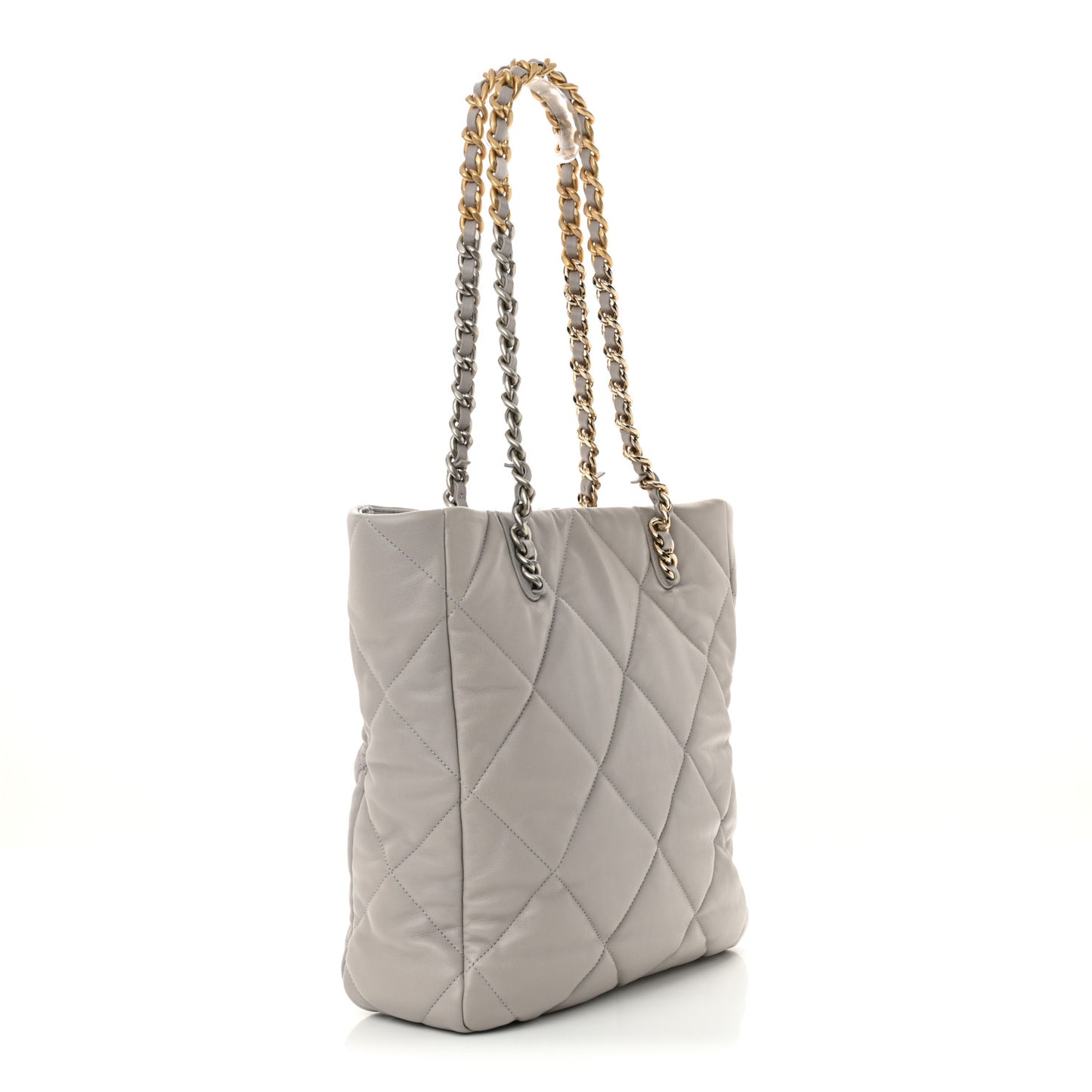 Lambskin Quilted Chanel 19 Shopping Bag Grey