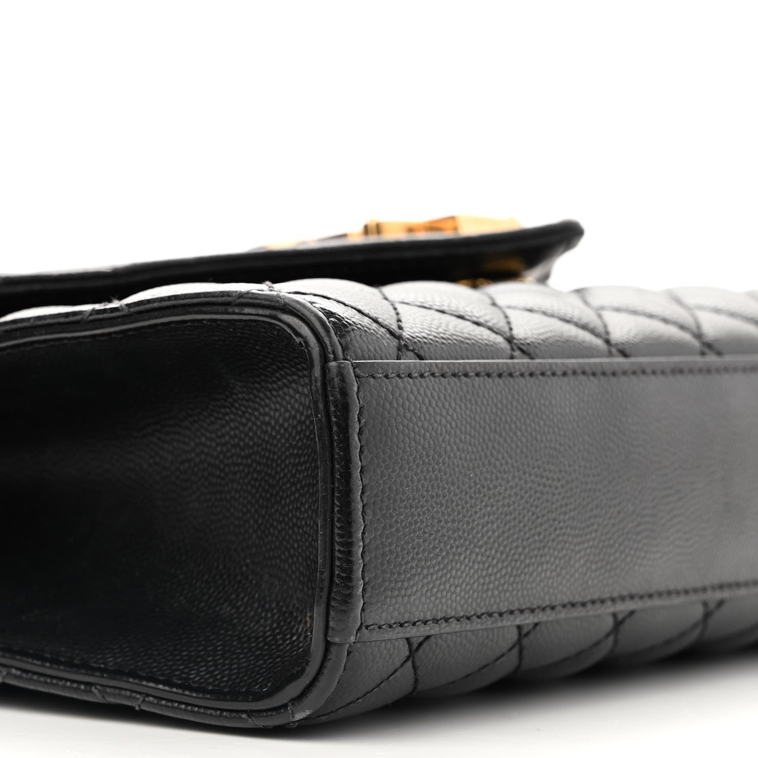 Saint Laurent Grain De Poudre Textured Mixed Matelasse Triquilt Medium Monogram Satchel Black 9 of 14