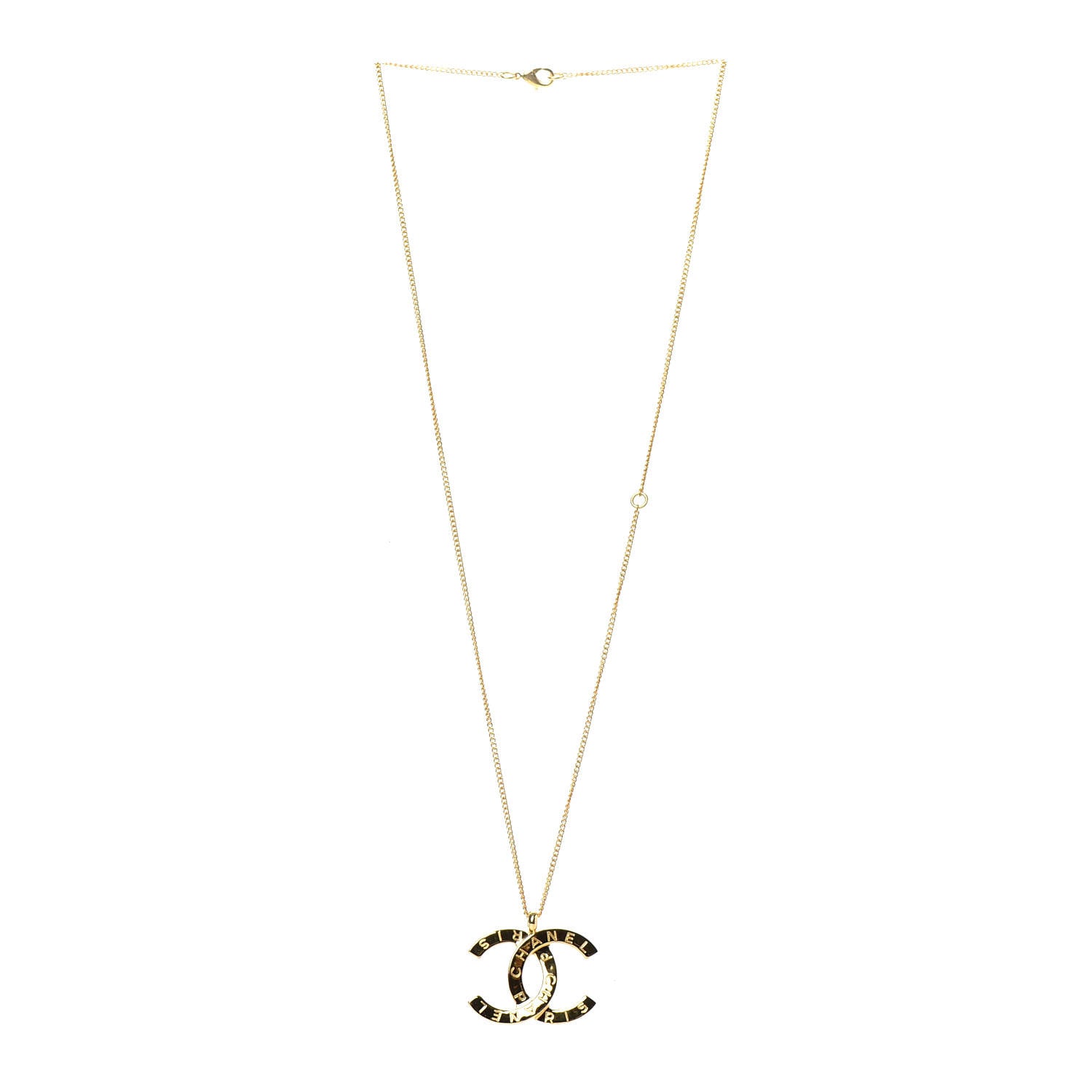 Chanel Metal CC Paris Button Necklace Gold 3 of 5