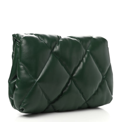 Balenciaga Nappa Calfskin Quilted Touch B Puffy Clutch Forest Green 3 of 10