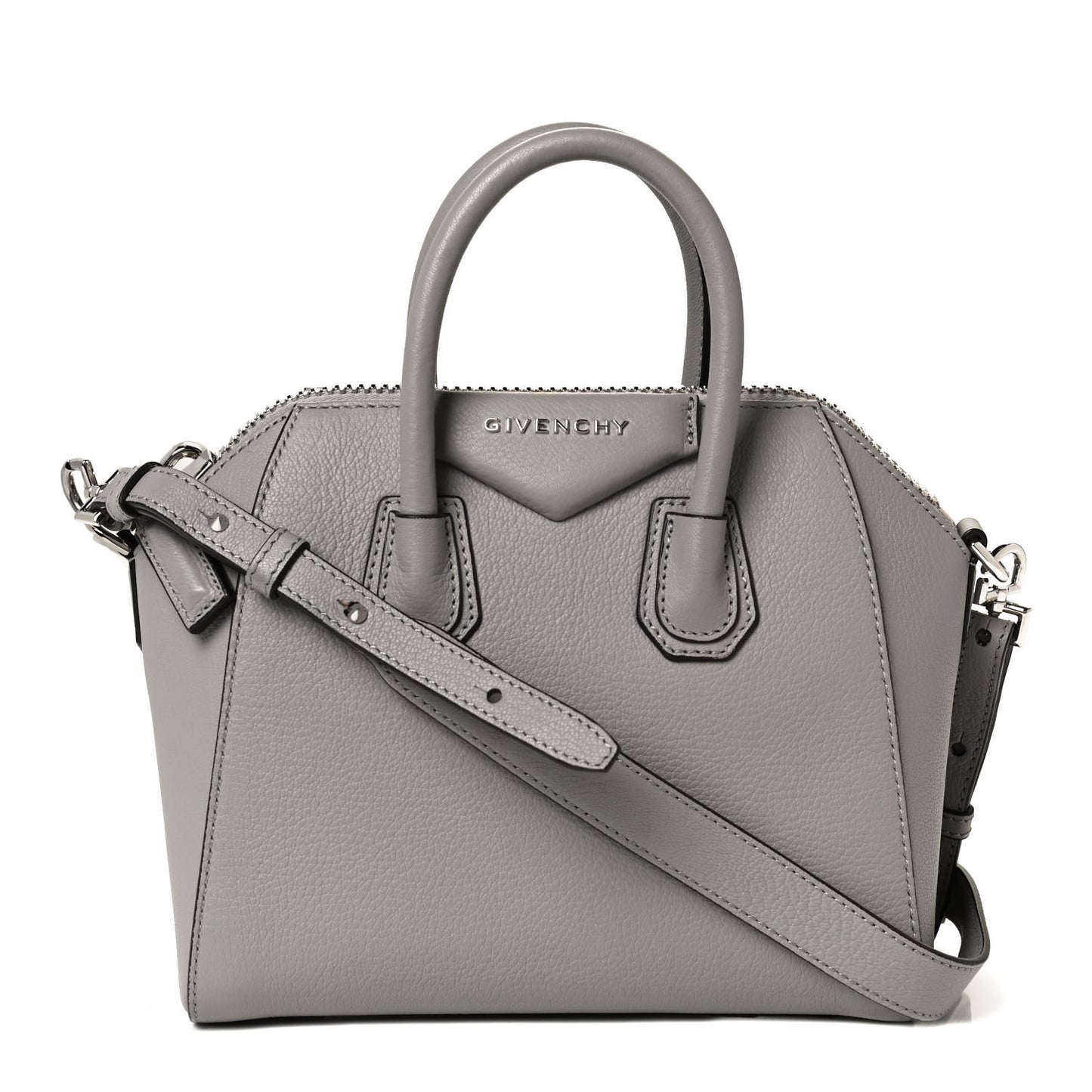 Sugar Goatskin Mini Antigona Pearl Grey