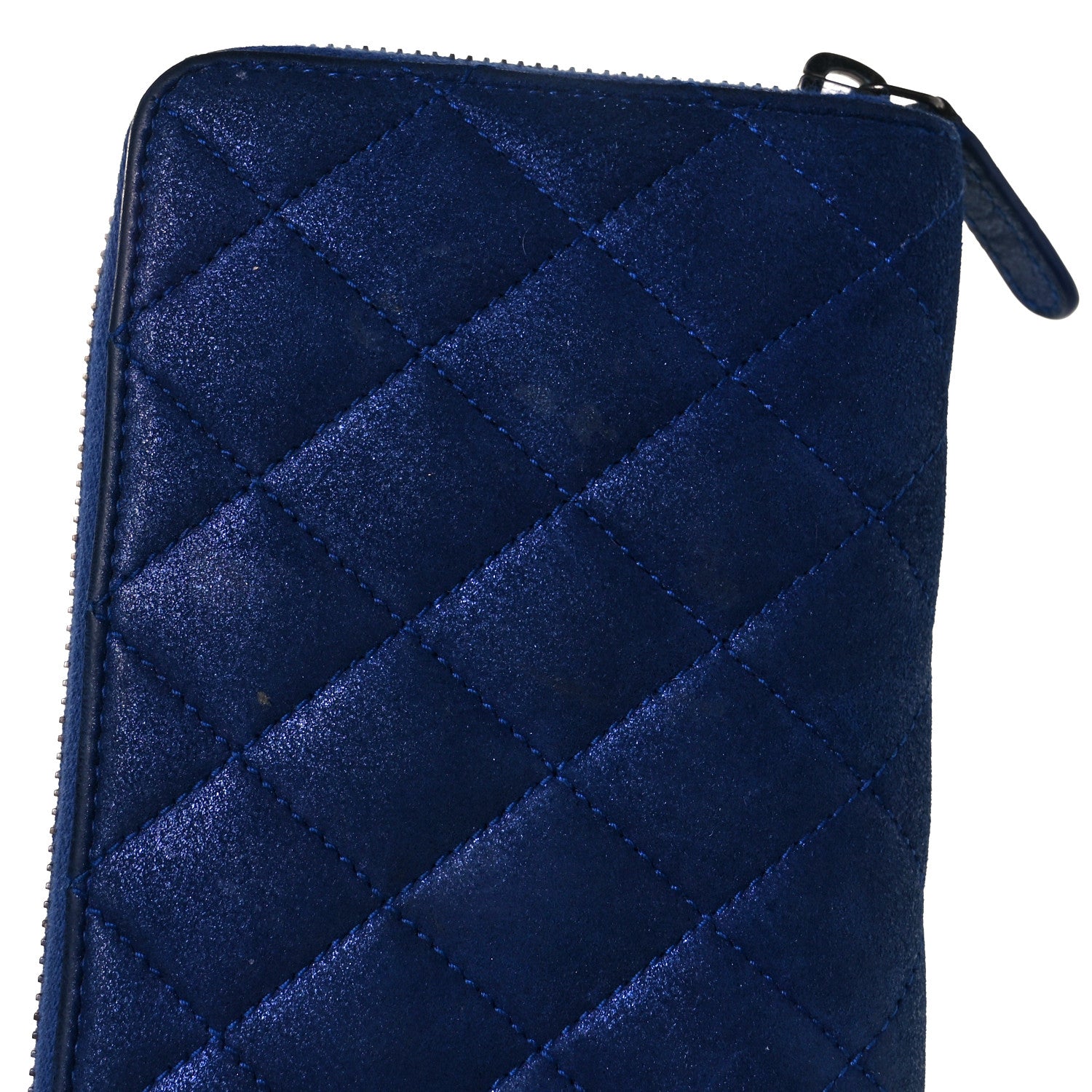 Chanel Iridescent Calfskin Quilted Long Zip Around Wallet Blue 10 of 11