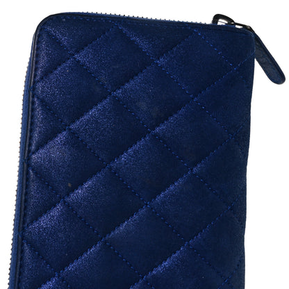 Chanel Iridescent Calfskin Quilted Long Zip Around Wallet Blue 10 of 11