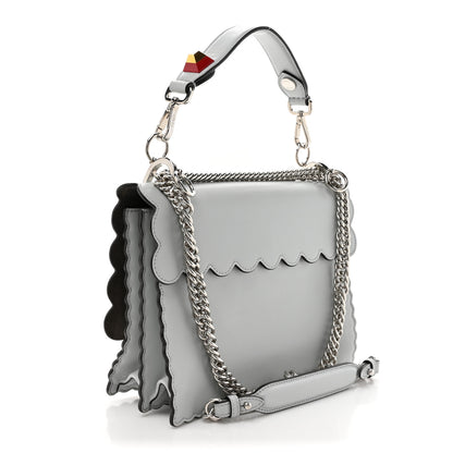 Fendi Vitello Liberty Scalloped Spike Studded Kan I Shoulder Bag Grigio Perla Multicolor 3 of 16