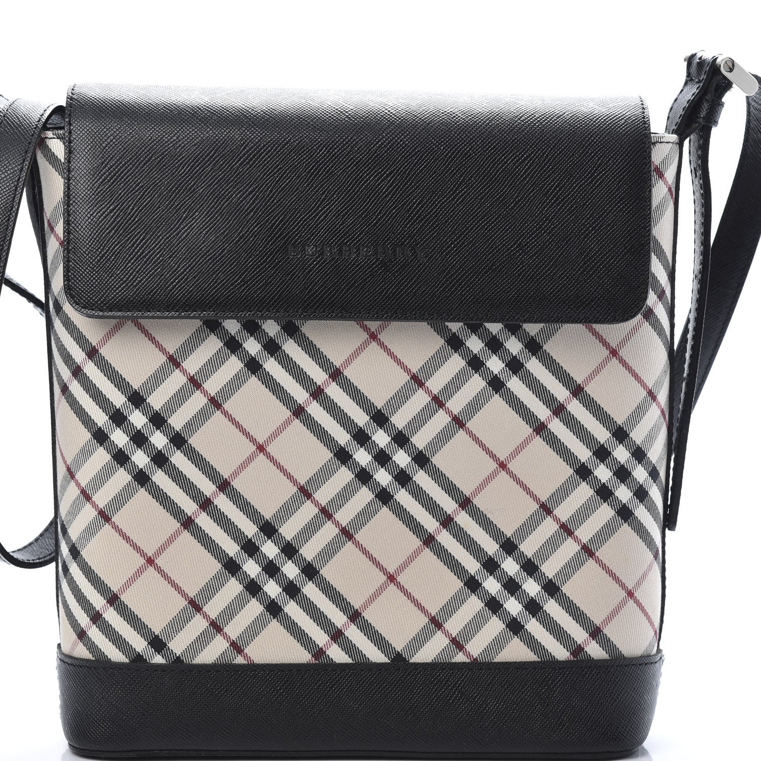 Burberry Calfskin Nova Check Shoulder Bag Black 8 of 10