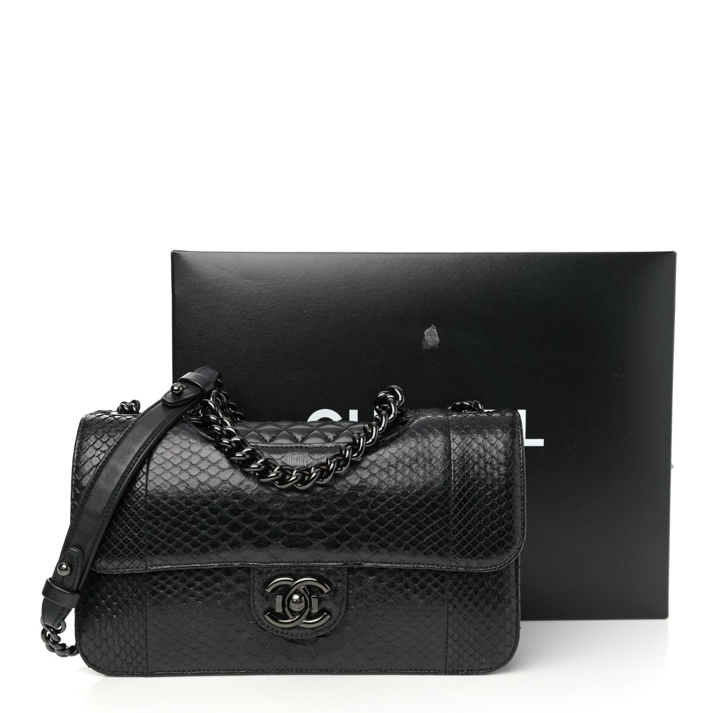 Snakeskin Medium Perfect Edge Flap Black
