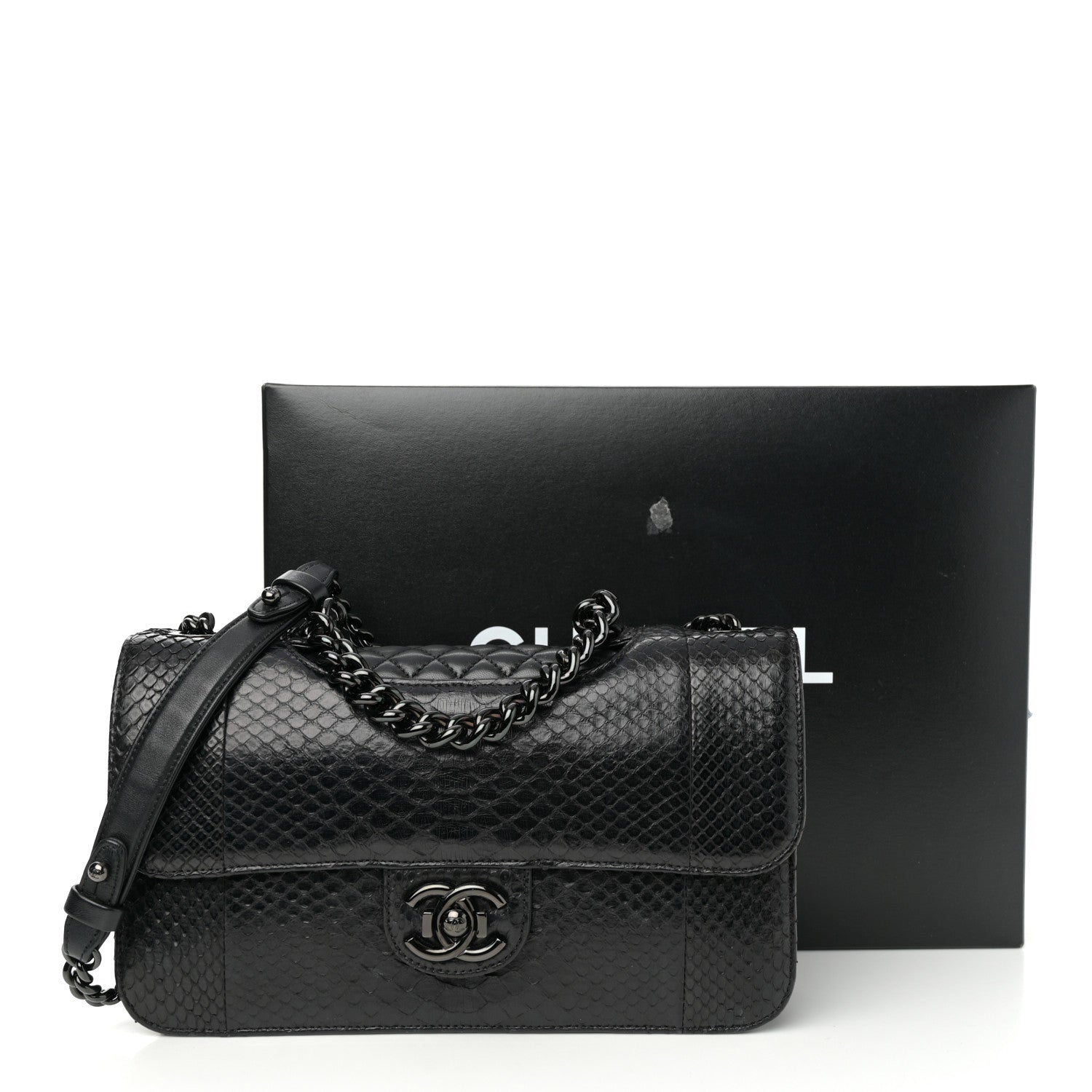 Chanel Snakeskin Medium Perfect Edge Flap Black 10 of 10