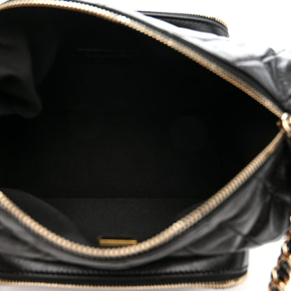 Chanel Shiny Crumpled Lambskin Quilted Medium Preppy Pocket Camera Case Black 5 of 10