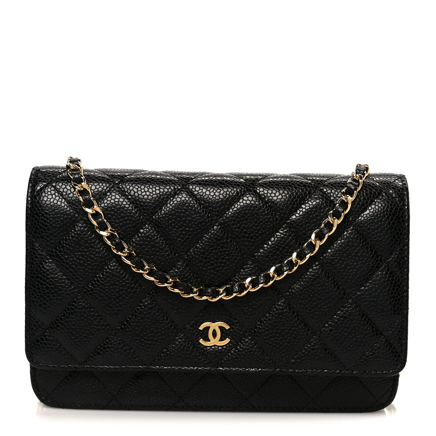Caviar Quilted Wallet on Chain WOC Black