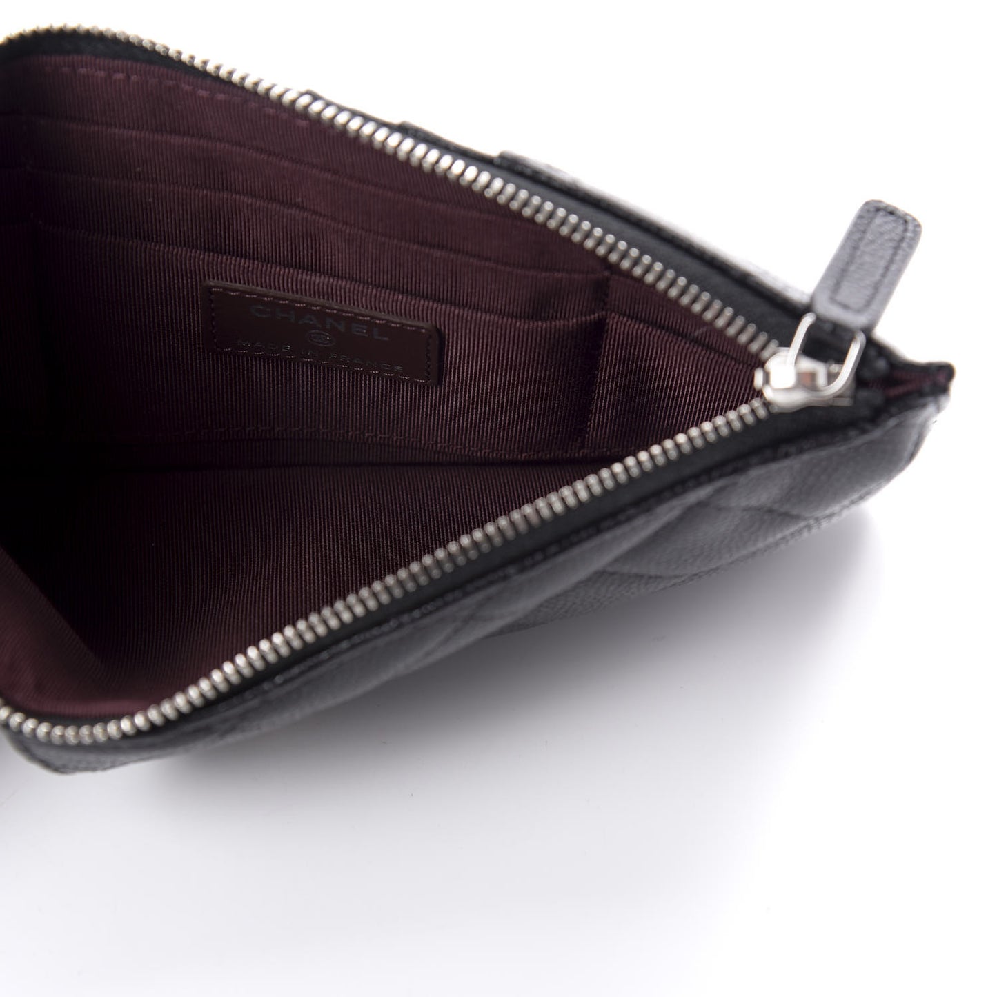 Caviar Quilted Classic Flat Wallet Pouch Black