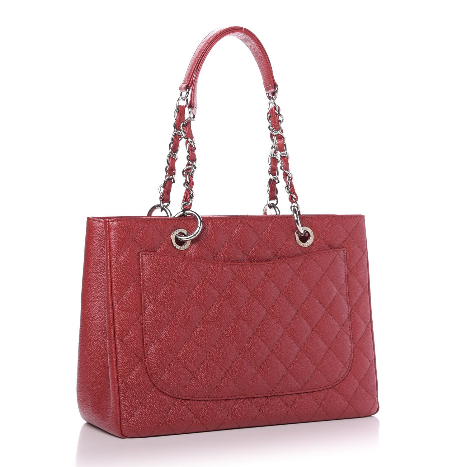 Chanel Caviar Quilted Grand Shopping Tote GST Red 3 of 9