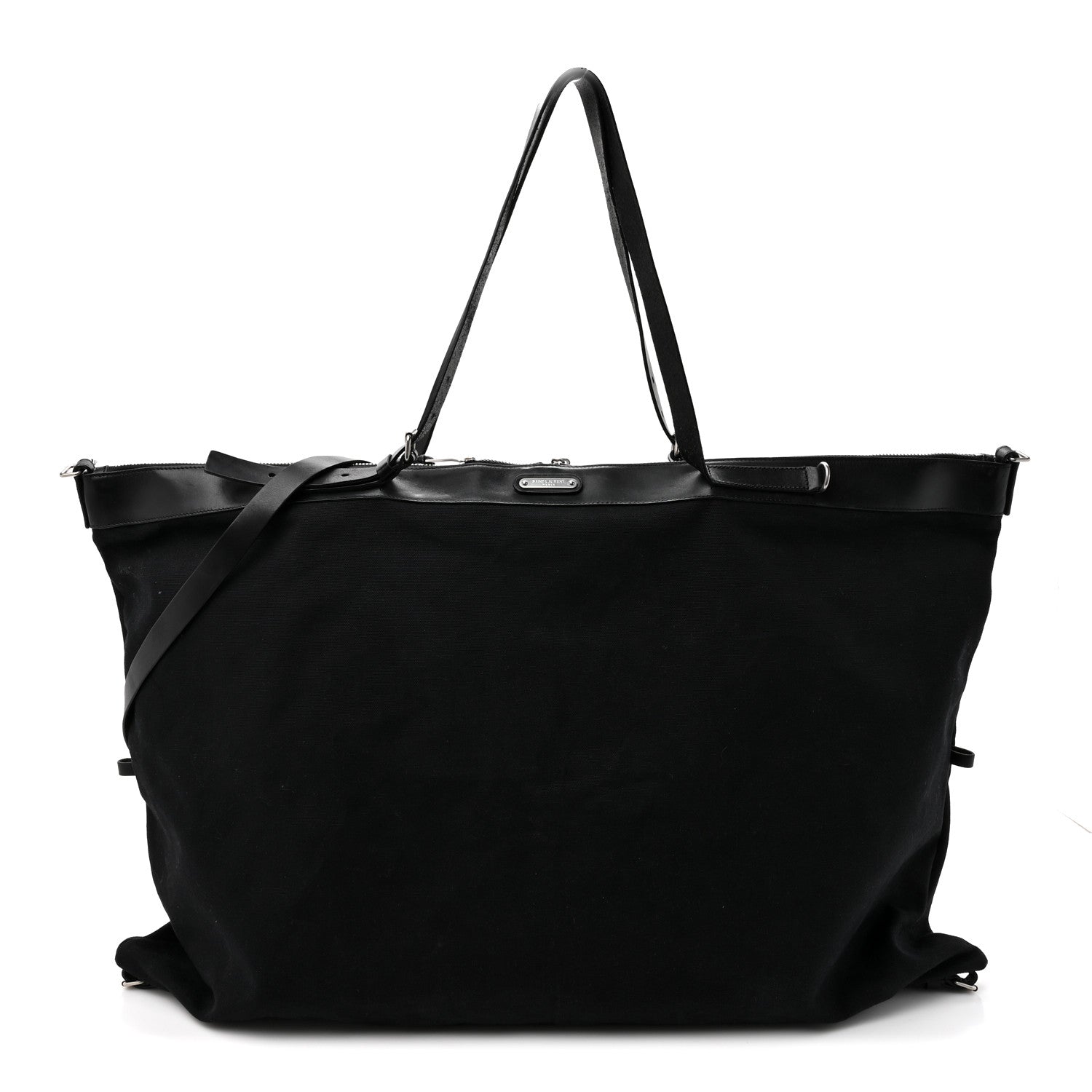 Saint Laurent Canvas Calfskin Embossed Large Convertible ID Bag Black 1 of 11