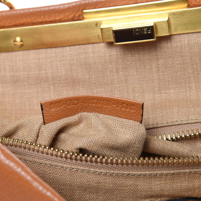 Fendi Cuoio Romano Raffia Selleria Large Peekaboo Iconic Satchel Caramel 8 of 14