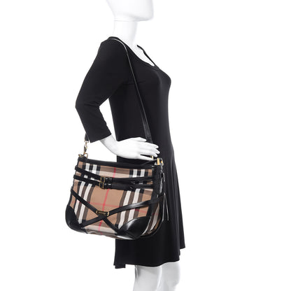 Burberry House Check Bridle Calfskin Small Dutton Hobo Black 2 of 10