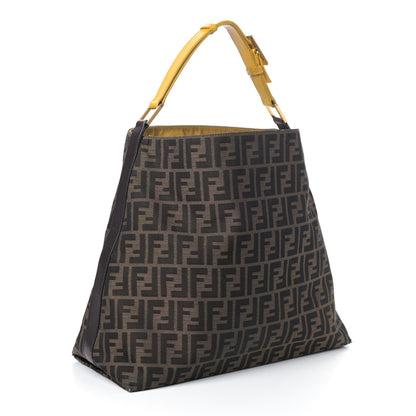 Fendi Zucca Vitello Large Hobo Tobacco Ocra Moro Black 2 of 4