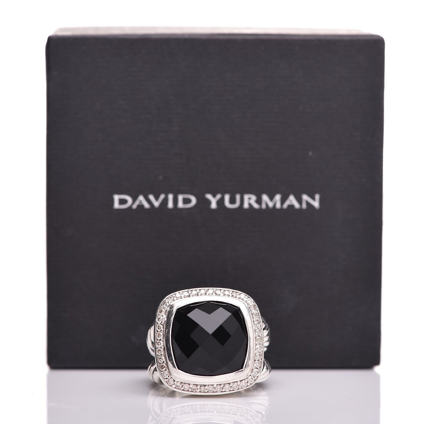 Sterling Silver Diamond Black Onyx 14mm Albion Ring 50 5.25
