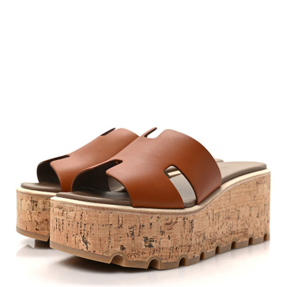 Hermes Calfskin Cork Eze 30 Sandals 36 Marron Glaise 3 of 8