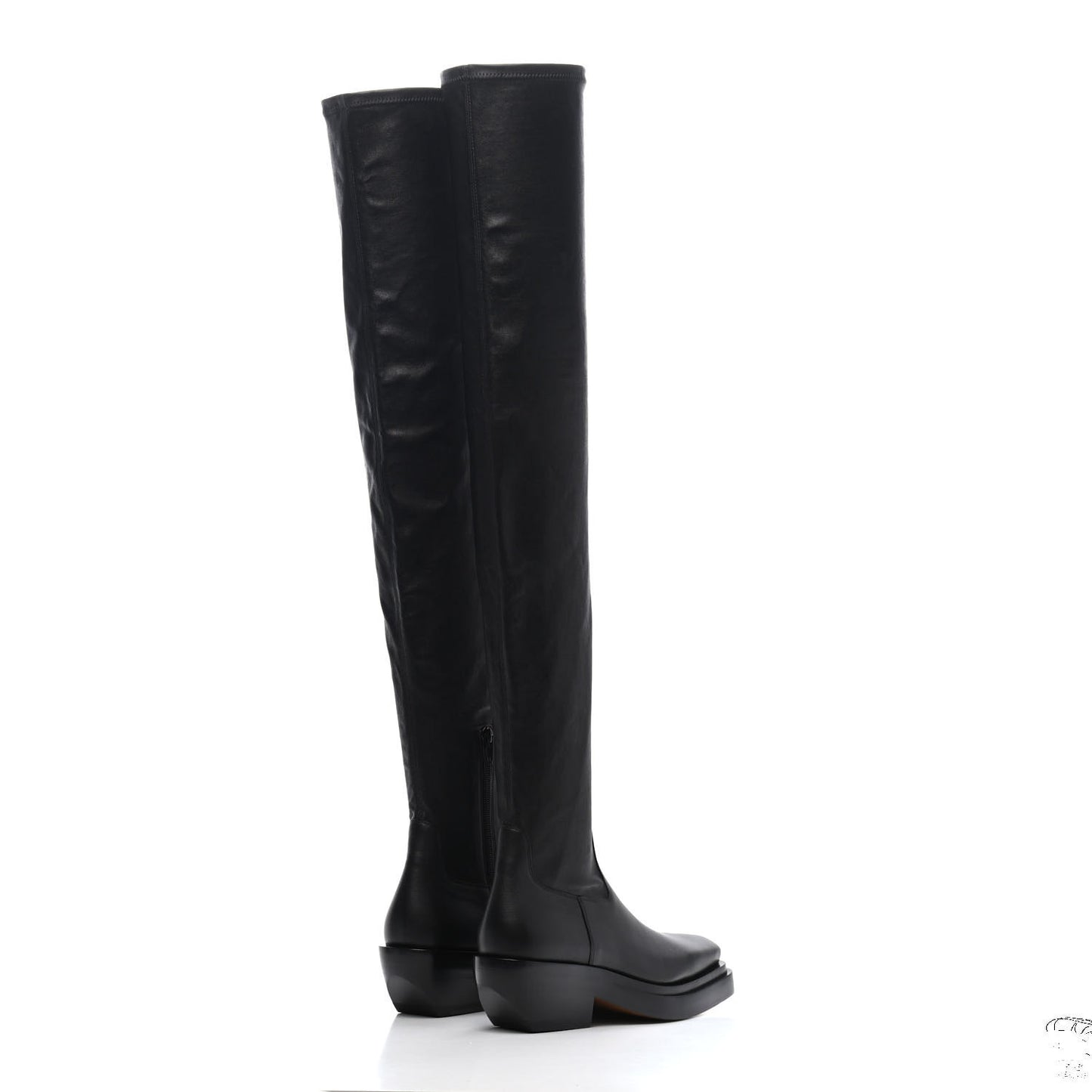 Calfskin Nappa Lean Over The Knee Boots 37 Black