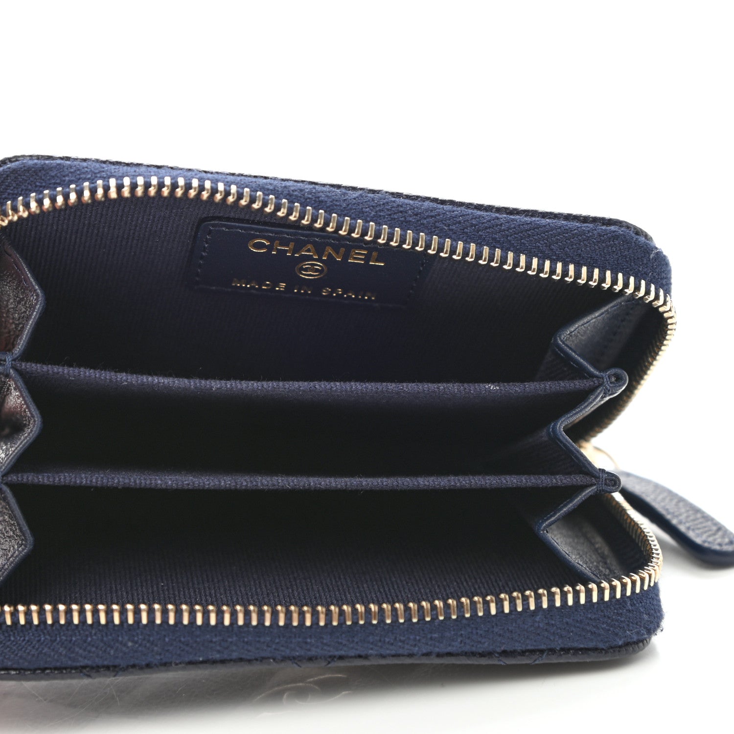 Chanel Metallic Caviar Quilted Zip Coin Purse Dark Blue 5 of 8