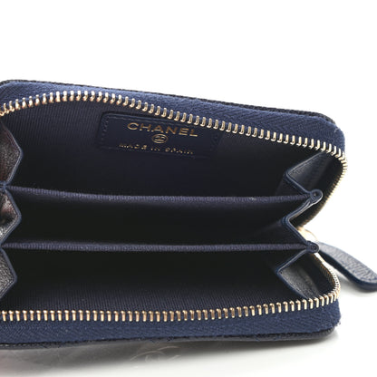 Chanel Metallic Caviar Quilted Zip Coin Purse Dark Blue 5 of 8