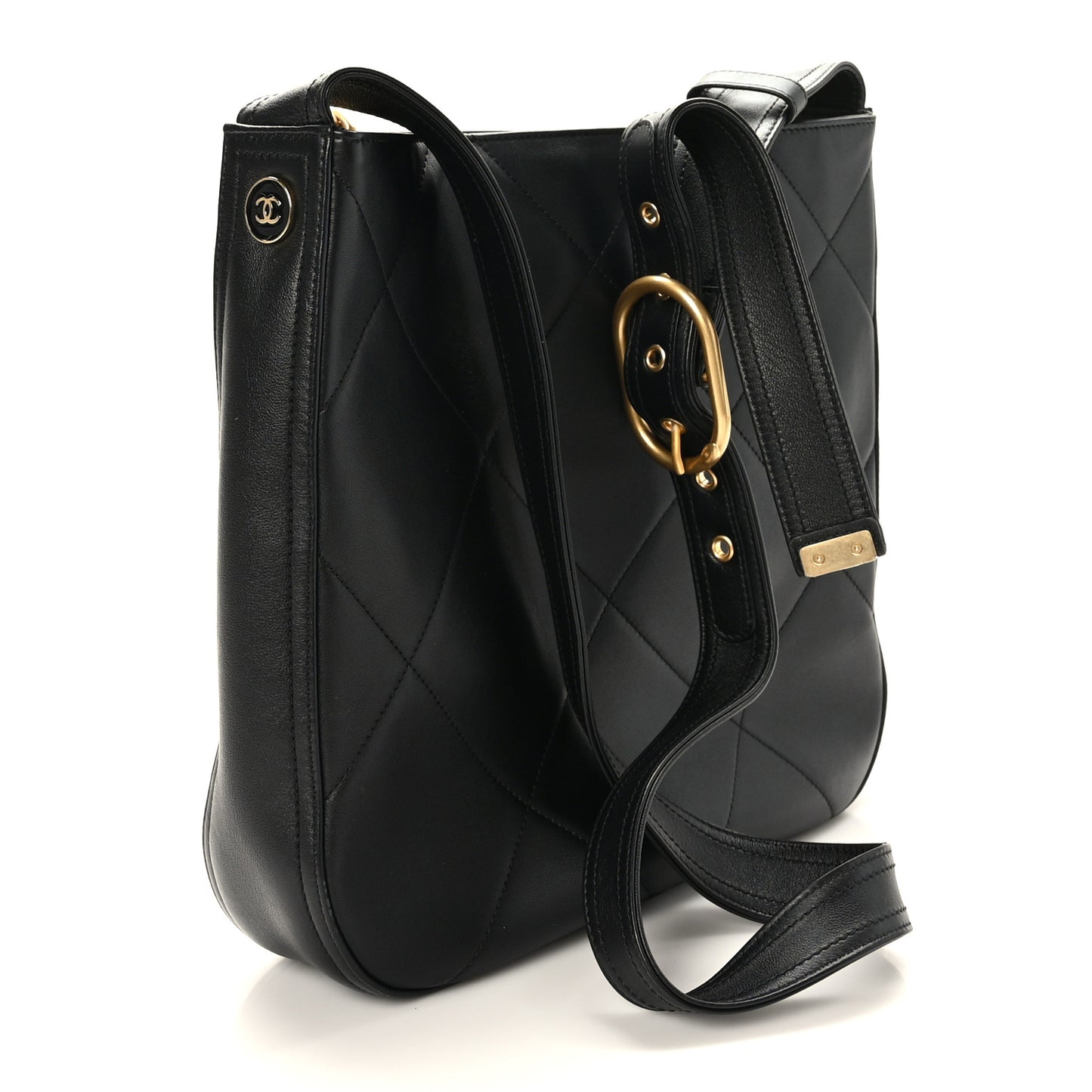 Calfskin Stitched Easy Mood Hobo Black