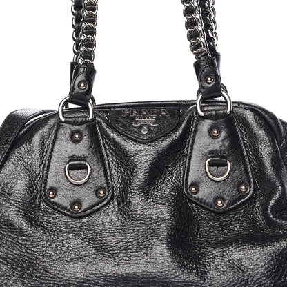 Prada Cervo Lux Chain Shoulder Bag Black 9 of 14