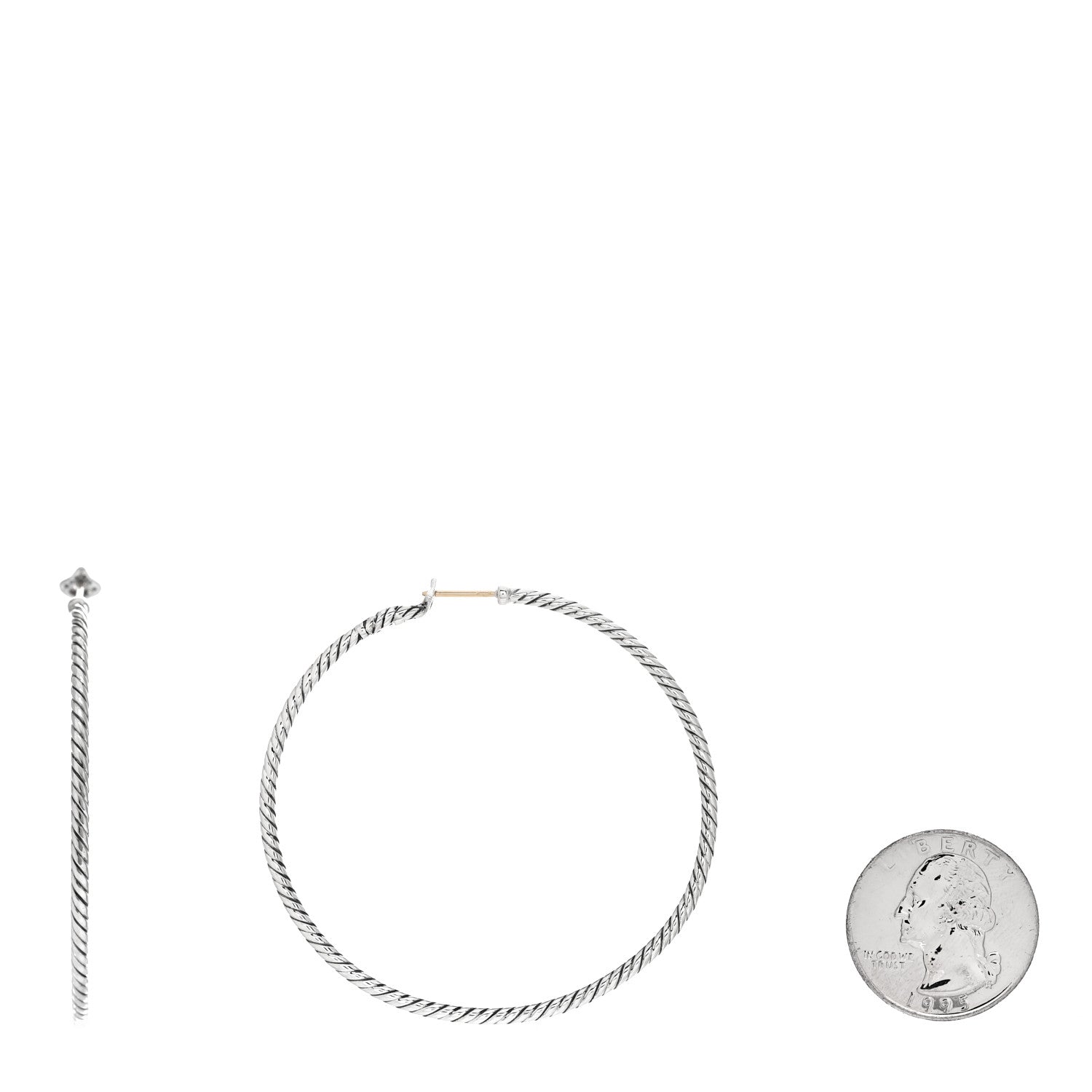 David Yurman Sterling Silver Extra Large Cable Classics Hoop Earrings 2 of 4
