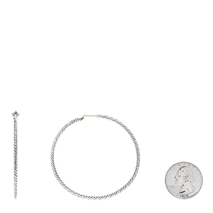David Yurman Sterling Silver Extra Large Cable Classics Hoop Earrings 2 of 4