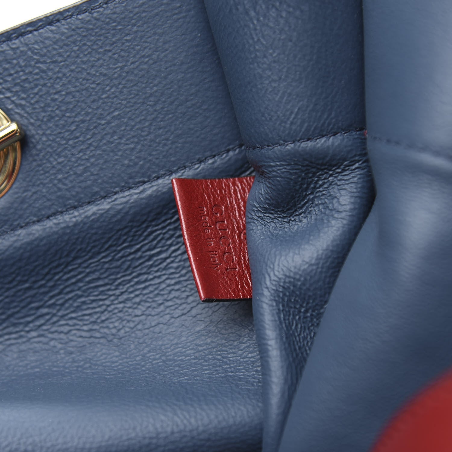 Gucci Suede Calfskin Large Rajah Chain Tote New Blue Romantic Cherry 5 of 12