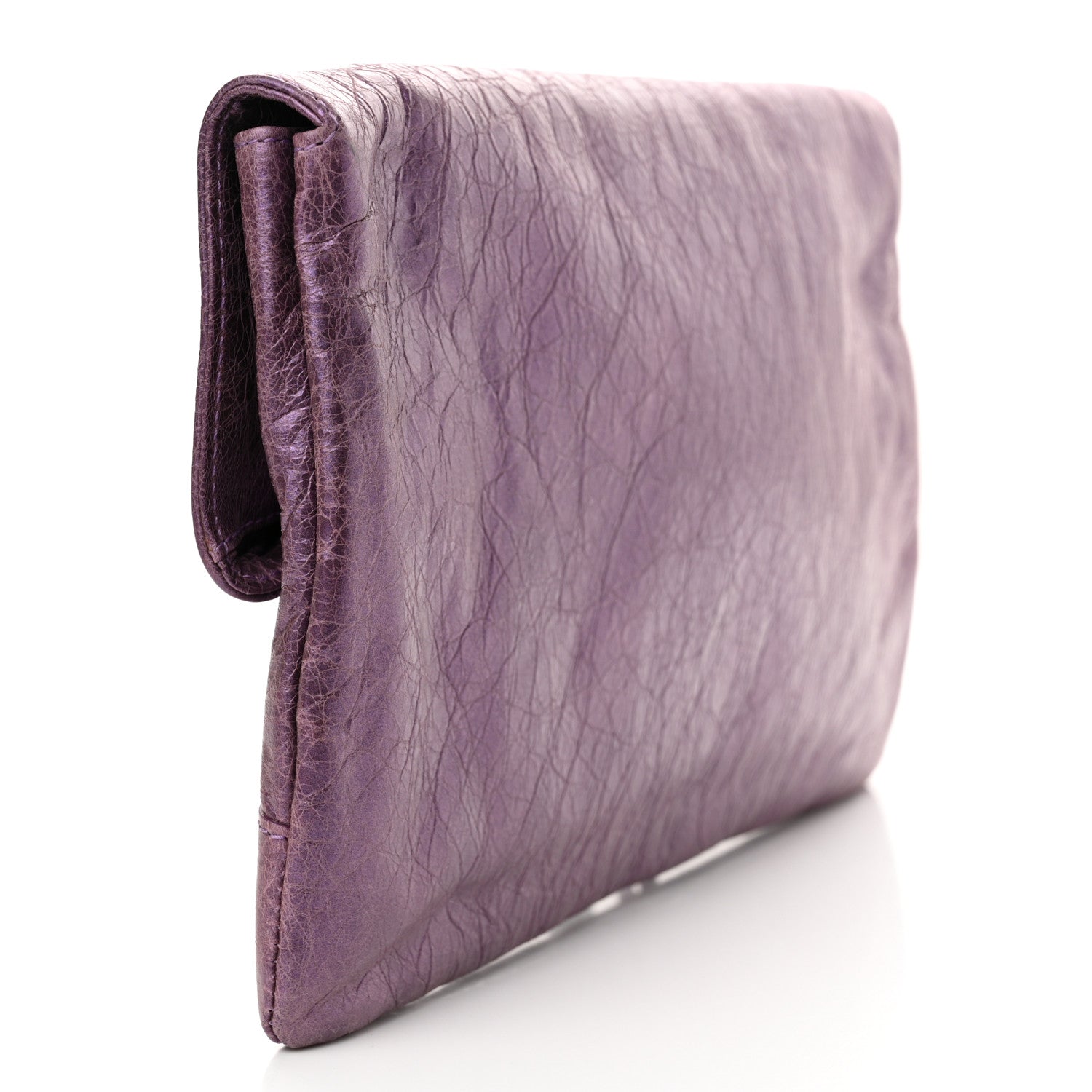 Balenciaga Agneau Classic Hardware Envelope Clutch Metallic Purple 3 of 12