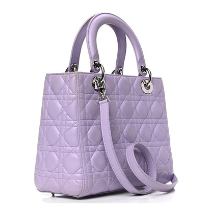 Christian Dior Lambskin Cannage Medium Lady Dior Purple 2 of 8