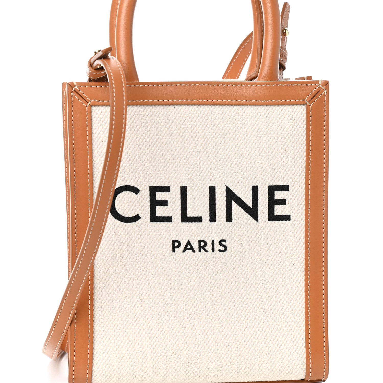 Celine Canvas Calfskin Mini Vertical Cabas Natural Tan 7 of 9