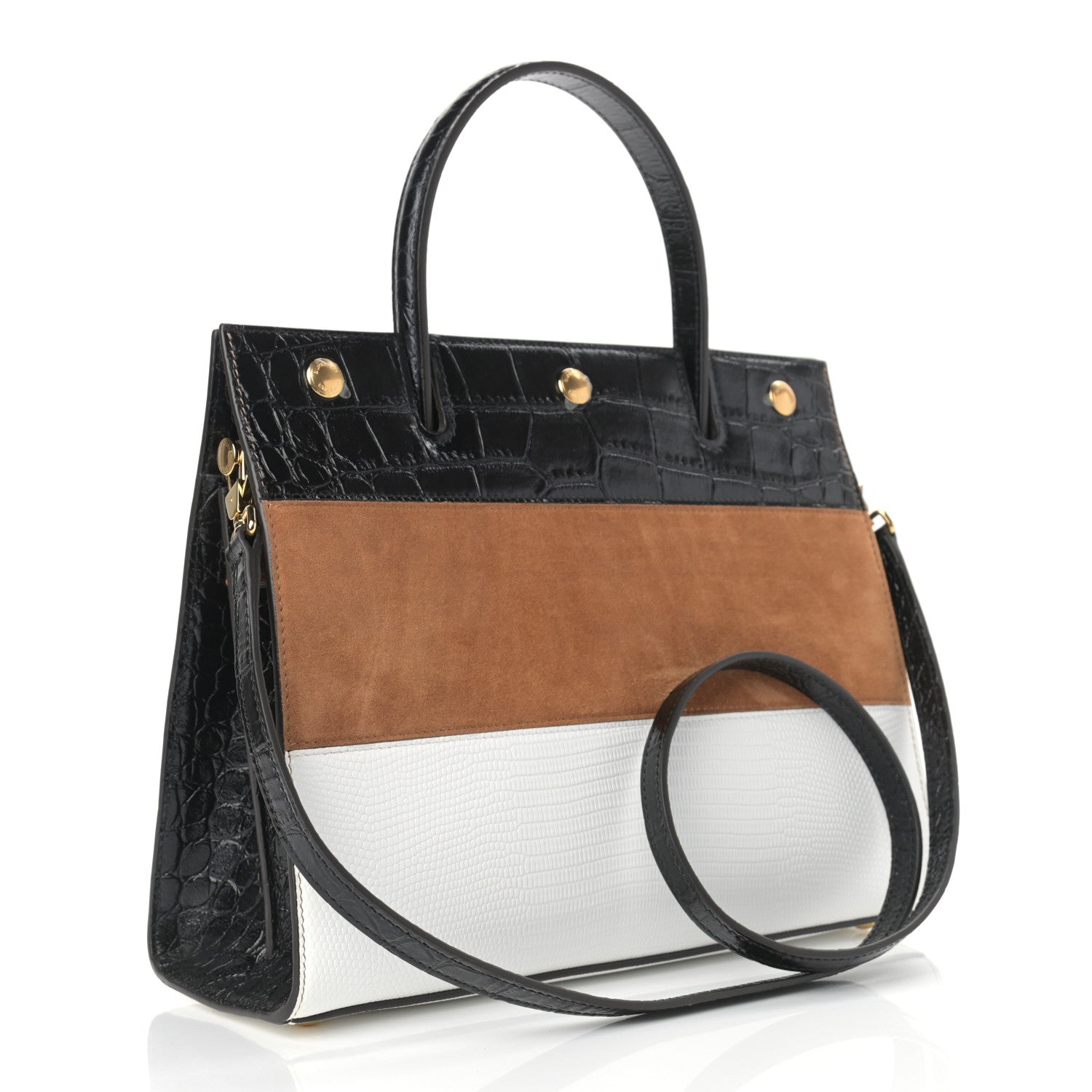 Burberry Deerskin Suede Crocodile Embossed Calfskin Medium Title Bag 3 of 9