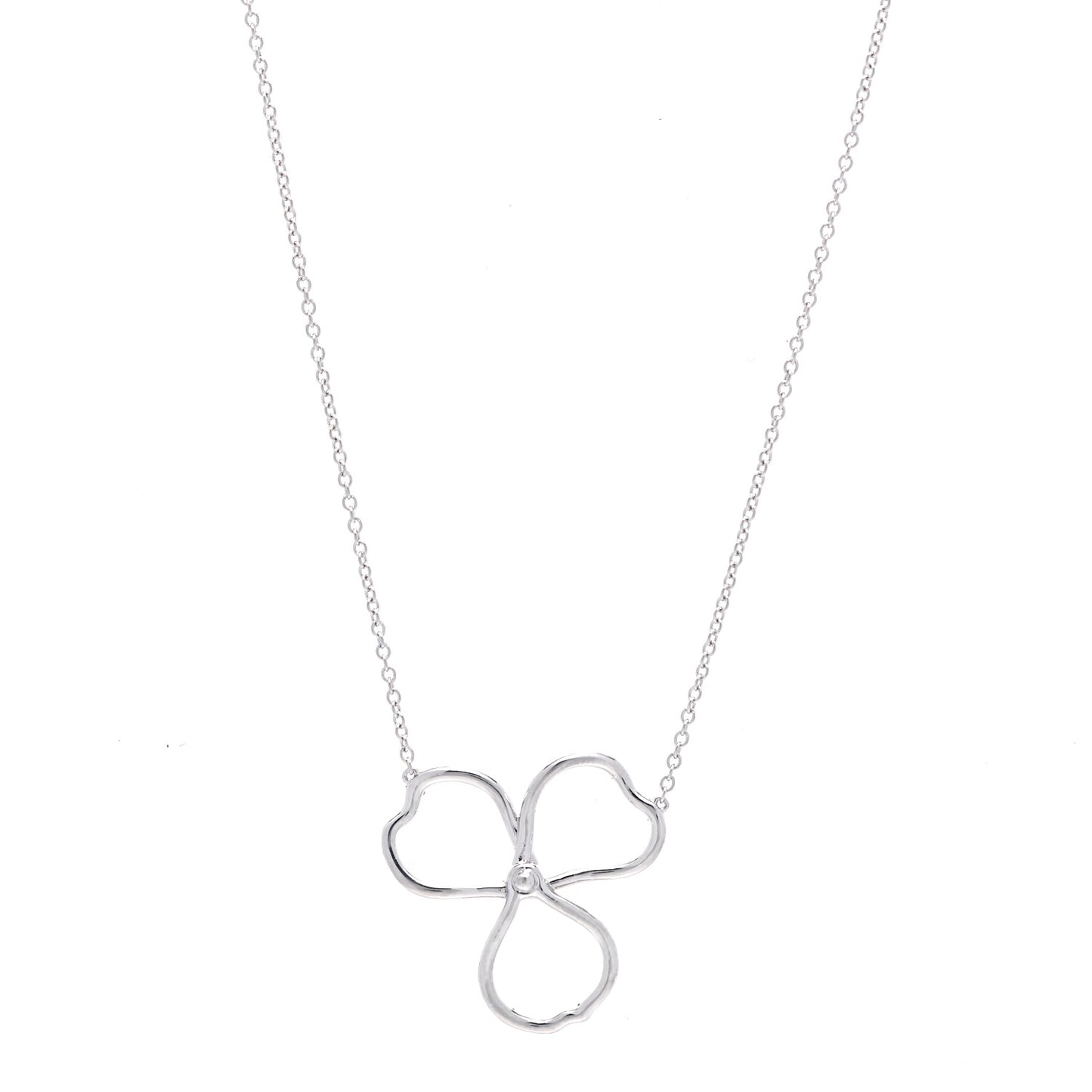 Platinum Diamond Large Paper Flowers Pendant Necklace