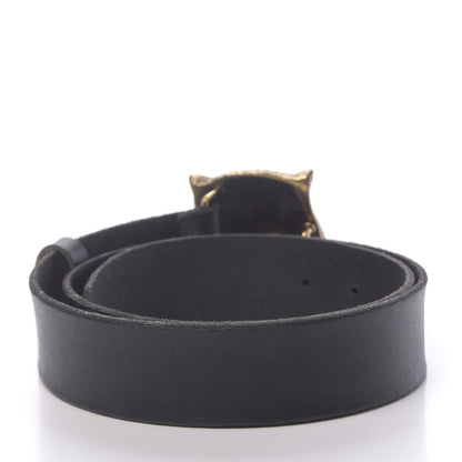 Gucci Calfskin Brass Feline Buckle Belt 85 34 Black 2 of 6