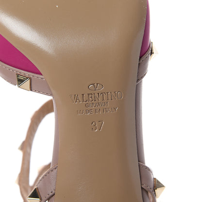 Valentino Garavani Nappa Rockstud Ankle Strap Low Heel Pumps 37 Fuchsia Poudre 6 of 7