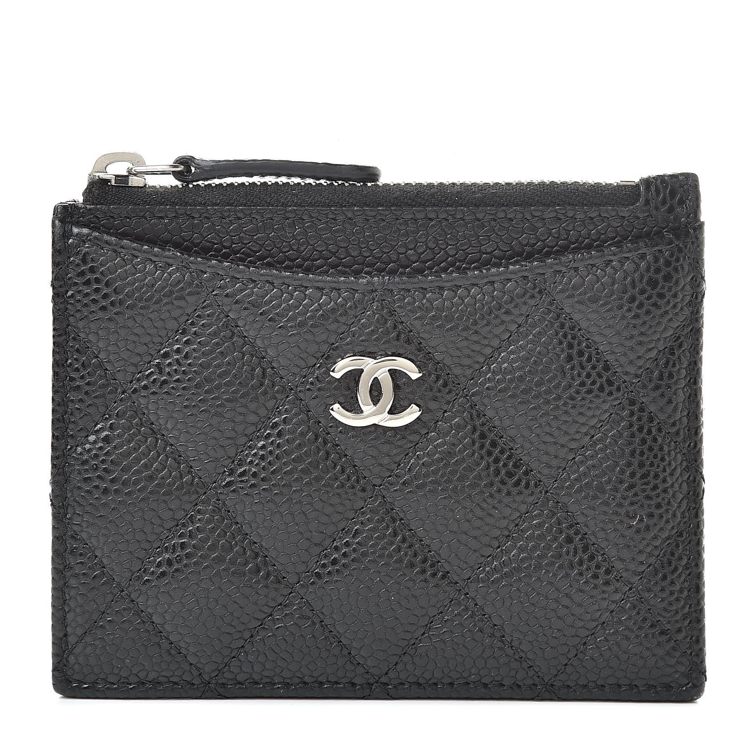 Chanel Caviar Quilted CC Zip Card Holder Black 1 of 8