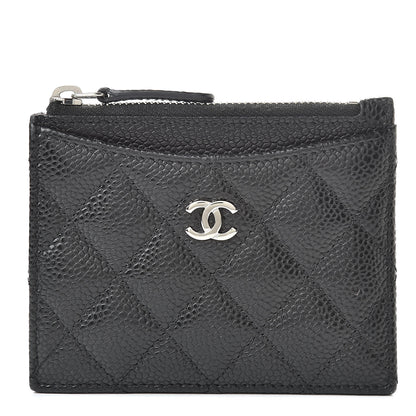 Chanel Caviar Quilted CC Zip Card Holder Black 1 of 8