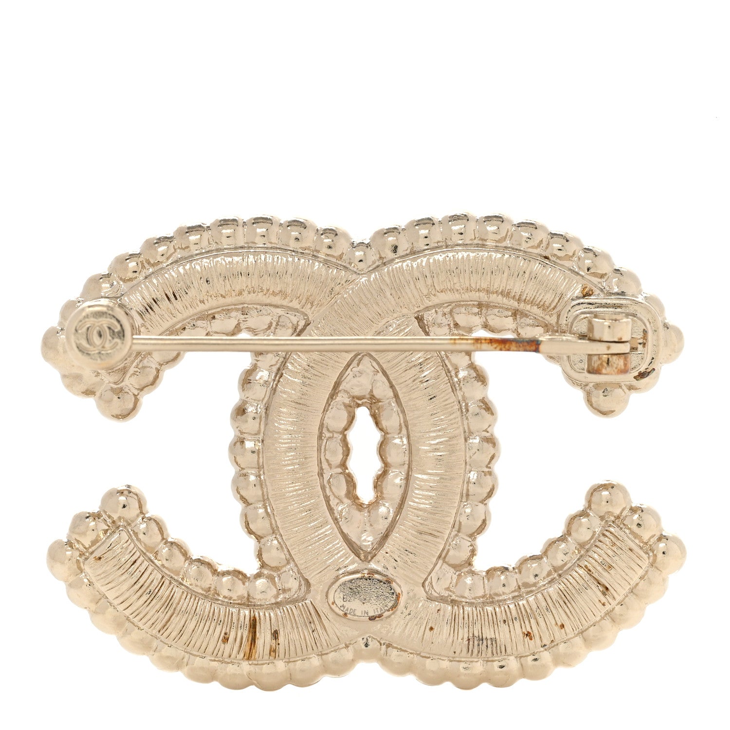Chanel Crystal Pearl Multi Row CC Brooch Gold 3 of 6