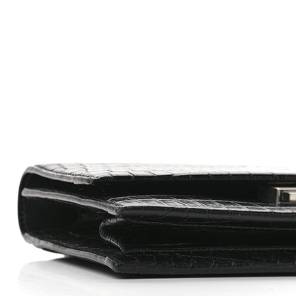 Saint Laurent Calfskin Crocodile Embossed Small Babylone Black 9 of 11